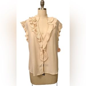 Rebecca Taylor 100% silk Luxury French girl style ruffed/pleated blouse. NWT.